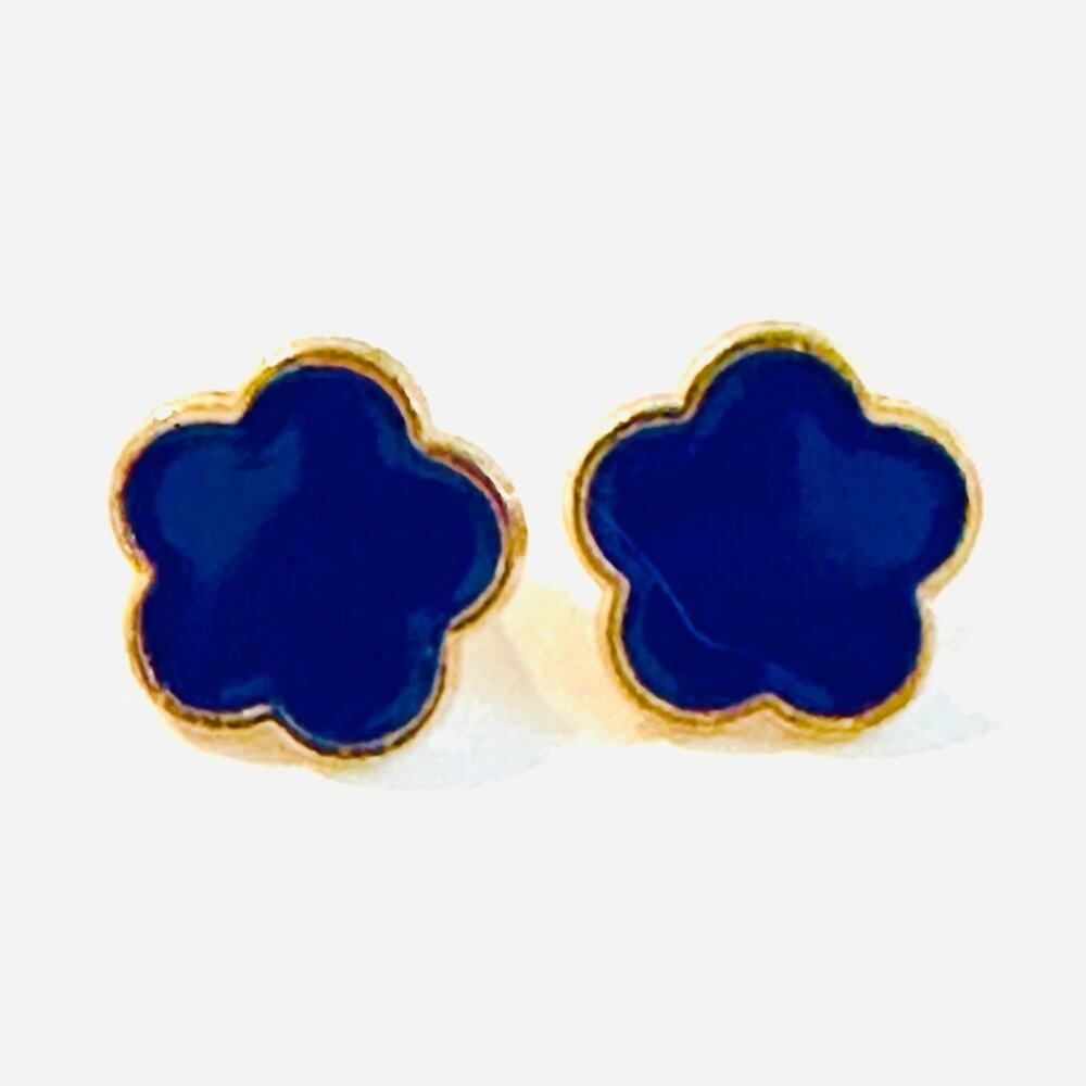 Blue Flower Enamel Earrings